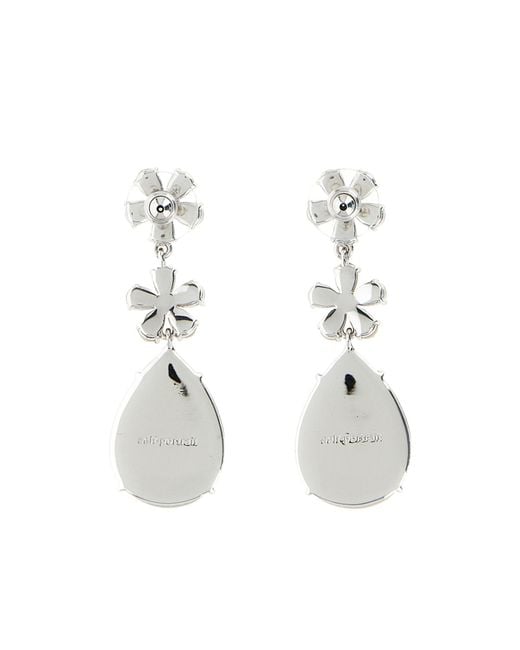 Self-Portrait White Crystal Flower Tiered Earrings