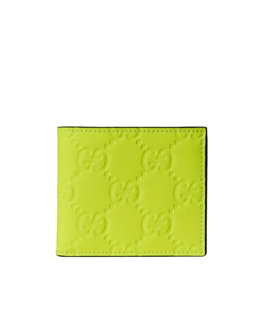 Gucci Yellow Gg Rubber Effect Double Fold Wallet for men