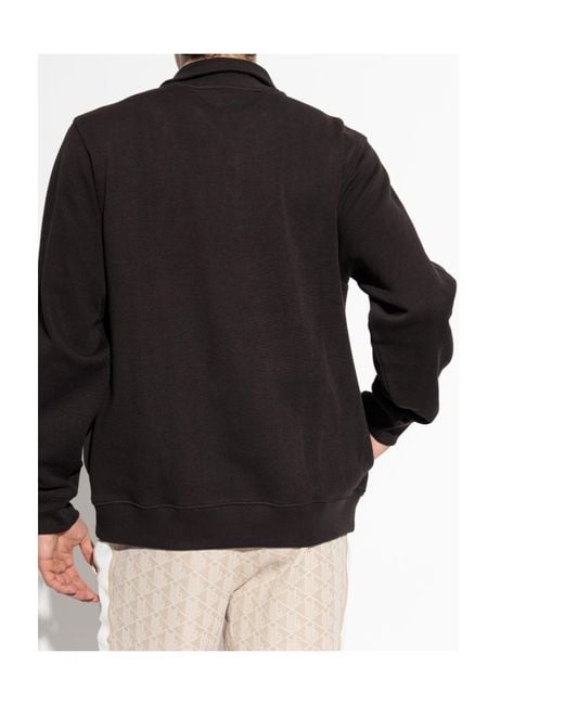 Lacoste Black Zip-Up Logo-Patch Sweatshirt for men