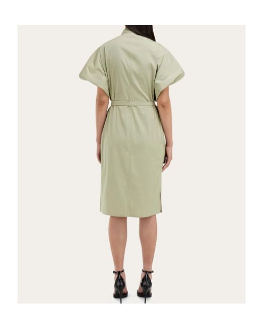 Ferragamo Green Ferragamo Poplin Shirt Dress