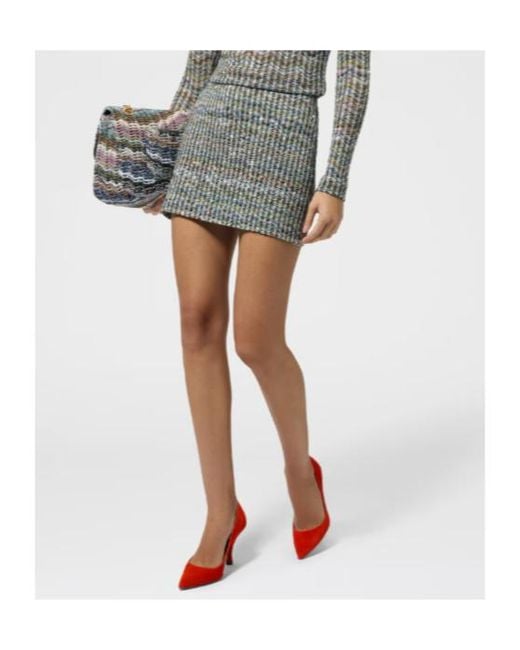 Missoni Gray Chevron Viscose-Blend Mini Skirt With Sequins