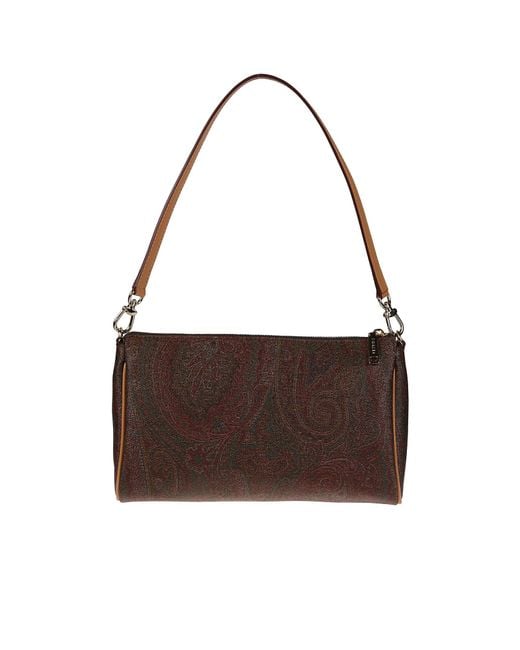 Etro Brown Paisley-Printed Zipped Mini Clutch Bag