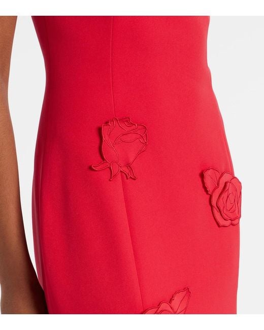 Leo Red Emily Floral-Appliqué Midi Dress