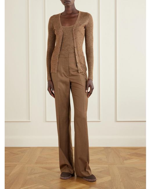 Gabriela Hearst Brown Aiste Ribbed Cashmere Blend Cardigan