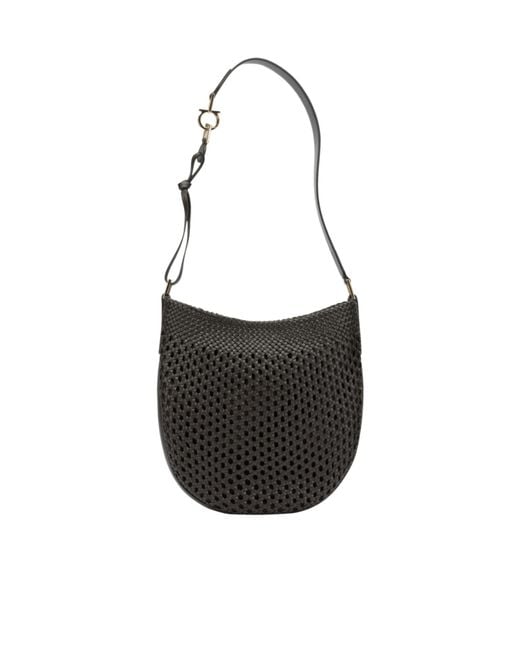 Ferragamo Black 'Hobo Smile' Small Shoulder Bag