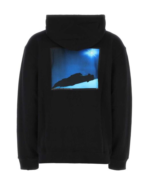 OAMC Black Logo-Print Drawstring Hoodie for men