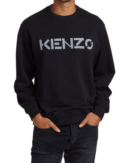KENZO Black Logo-Print Cotton Sweatshirt for men