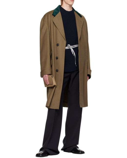 Maison Margiela Blue High-Neck Long-Sleeved Knitted Pullover for men