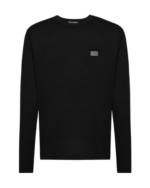 Dolce & Gabbana Black Logo Tag Long-Sleeved T-Shirt for men