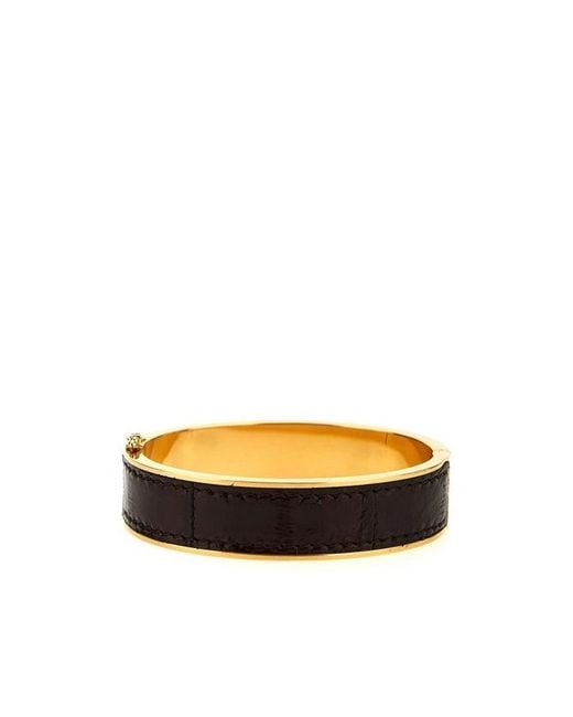 Saint Laurent Multicolor 'Ysl' Leather Inlay Bracelet