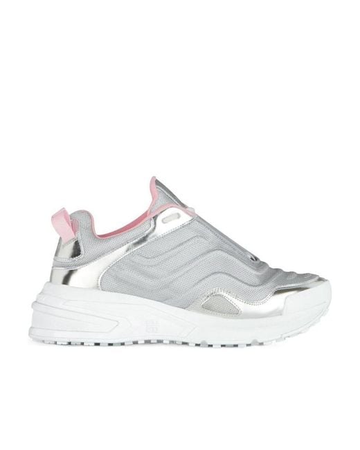 Givenchy White Metallic-Effect Leather Sneakers