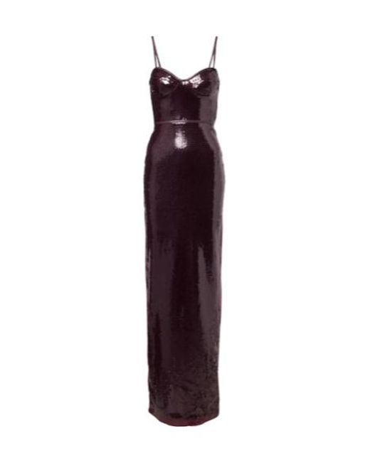 David Koma Purple Embellished Gathered Gown