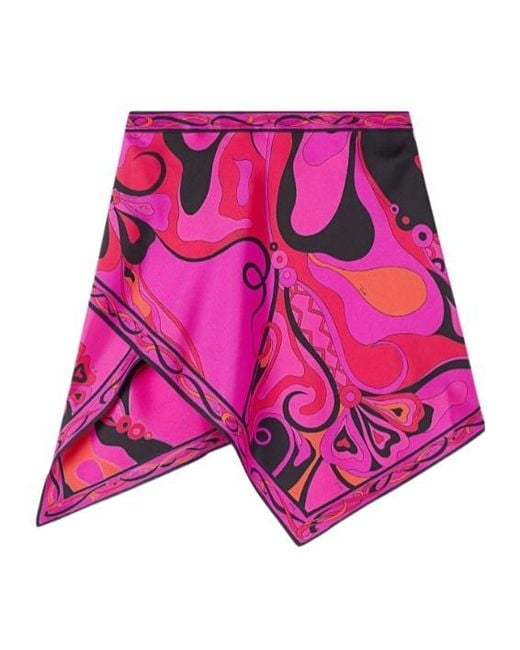 Emilio Pucci Pink Pucci Printed Handkerchief-Hem Skirt