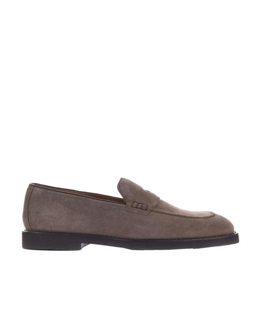 Doucal's Brown Almond-Toe Slip-On Loafers for men