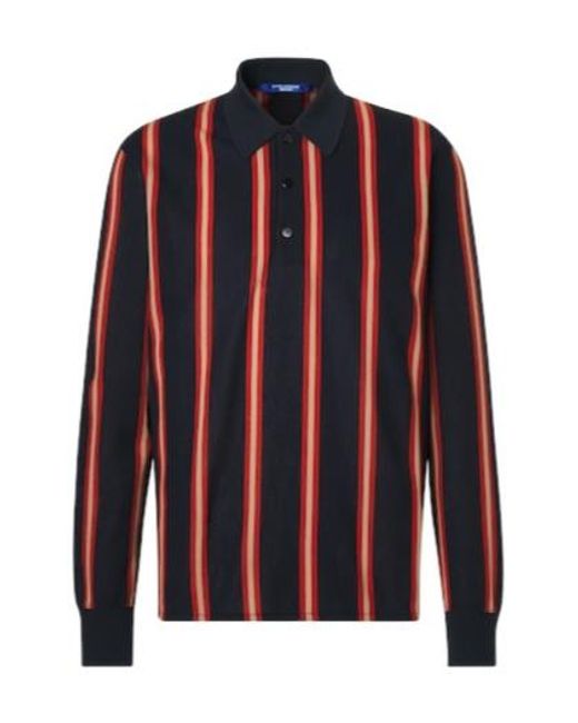 Junya Watanabe Blue Striped Wool Polo Shirt for men