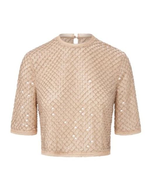 Veronica Beard Natural Beaded Embellished Top