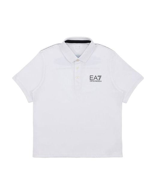 EA7 White Logo Printed Polo Shirt for men