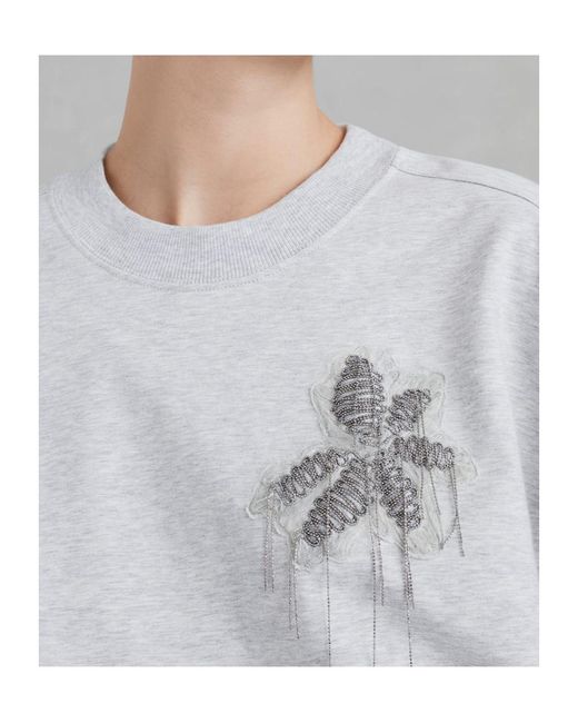 Brunello Cucinelli Gray Bead-Embellished Stretch-Cotton Sweatshirt