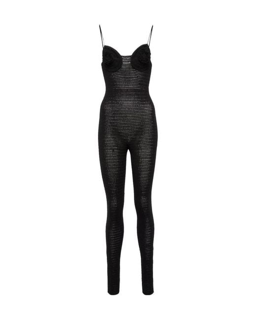 Magda Butrym Black Crochet Bustier Jumpsuit