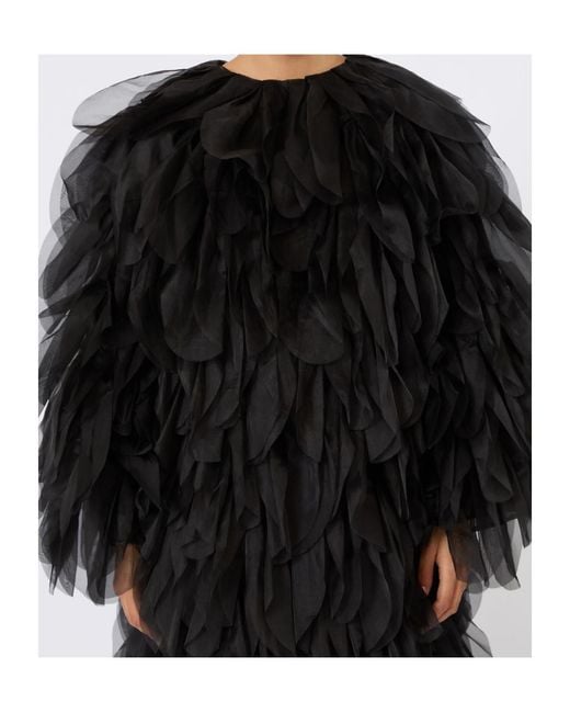 Max Mara Black Lauto Ruffled Coat