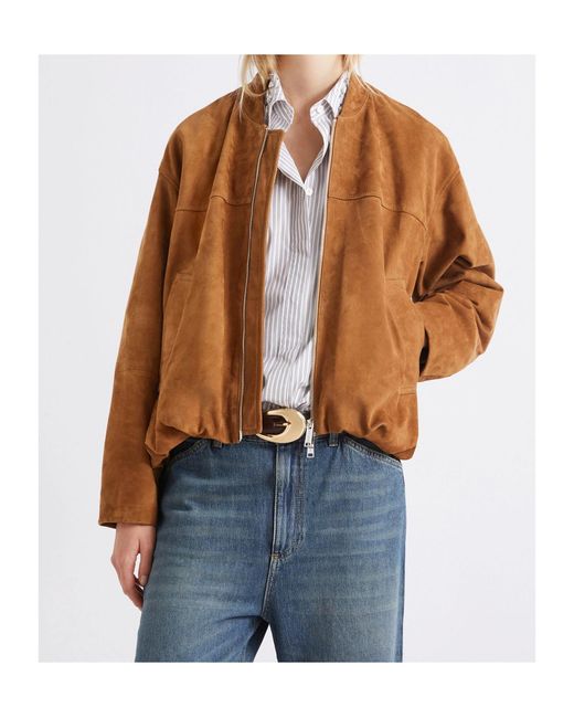 Marella Brown Suede Blouson Jacket