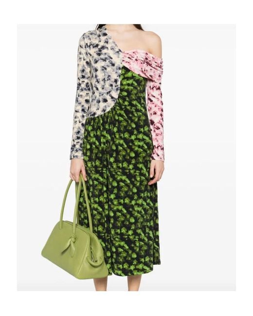 Stine Goya Green One Shoulder Print Dress