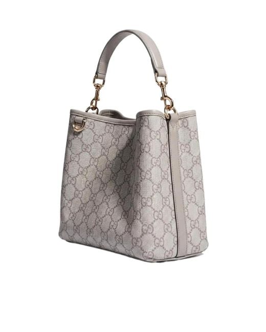 Gucci Gray Gg Emblem Small Bucket Bag