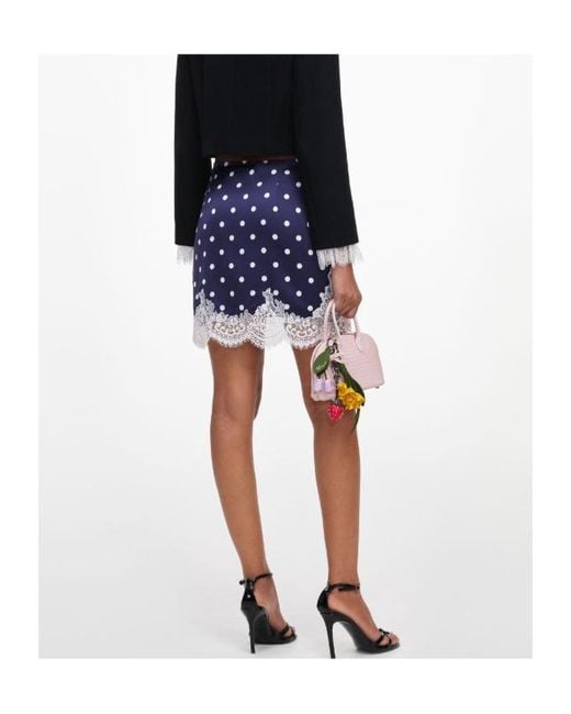 Self-Portrait Blue Polka Dot Satin Mini Skirt