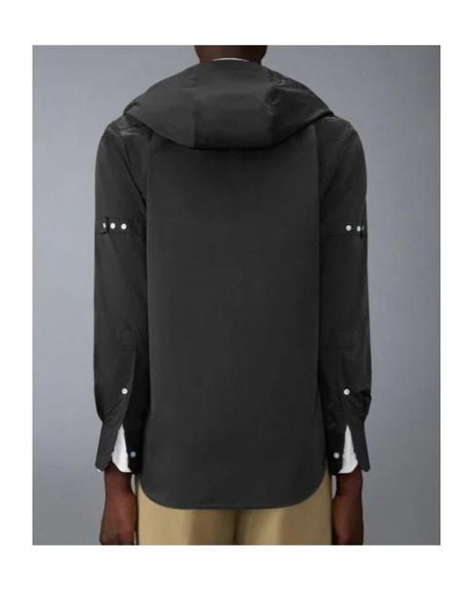 Thom Browne Black Hooded Armband-Detail Shirt for men