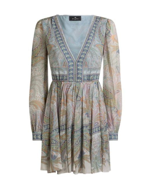Etro Gray Silk Mini Dress