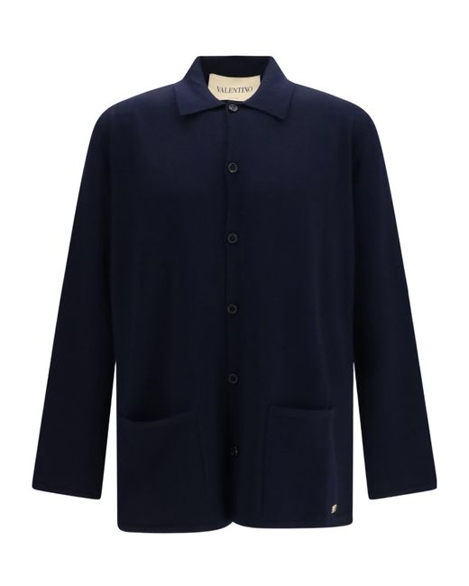 Valentino Blue Vlogo Oversized Cardigan for men