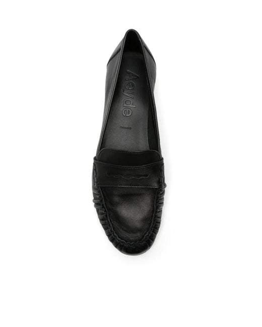 Aeyde Black Aldous Ruched Penny-Slot Loafers