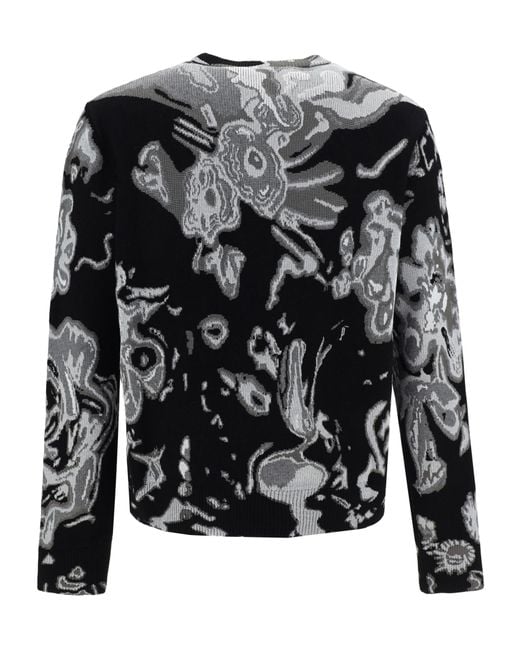 McQueen Black Skull Intarsia-Knit Crewneck Jumper for men