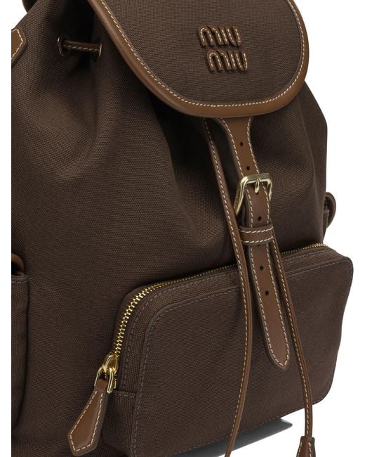 Miu Miu Brown Logo Backpack