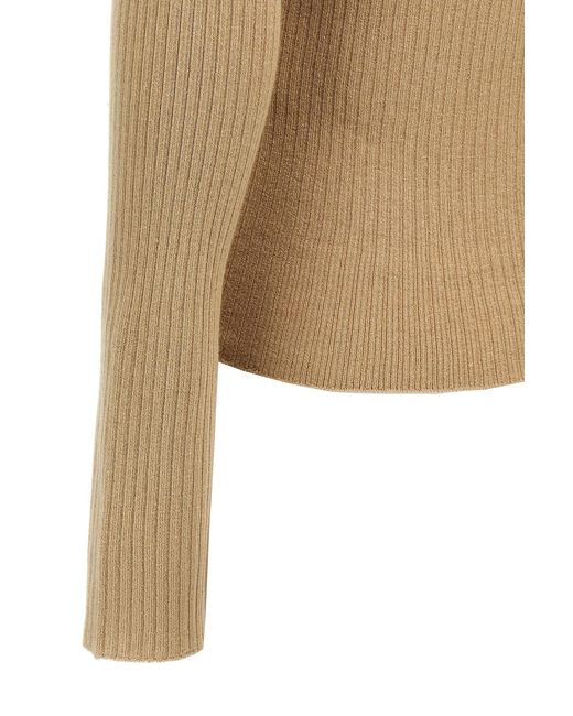 Max Mara Natural V-Neck Long-Sleeved Sweater
