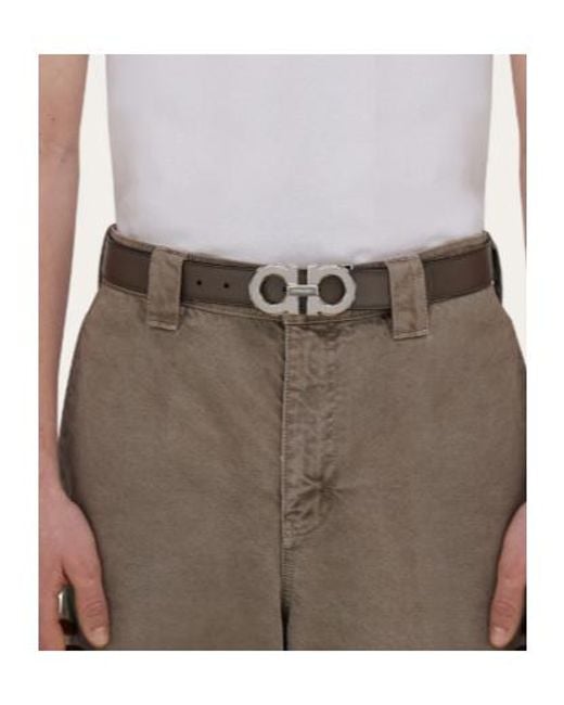 Ferragamo White Ferragamo Gancini Reversible Buckle Belt for men