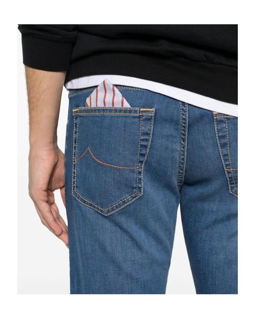 Jacob Cohen Blue Nick Tonal Stitched Jeans for men