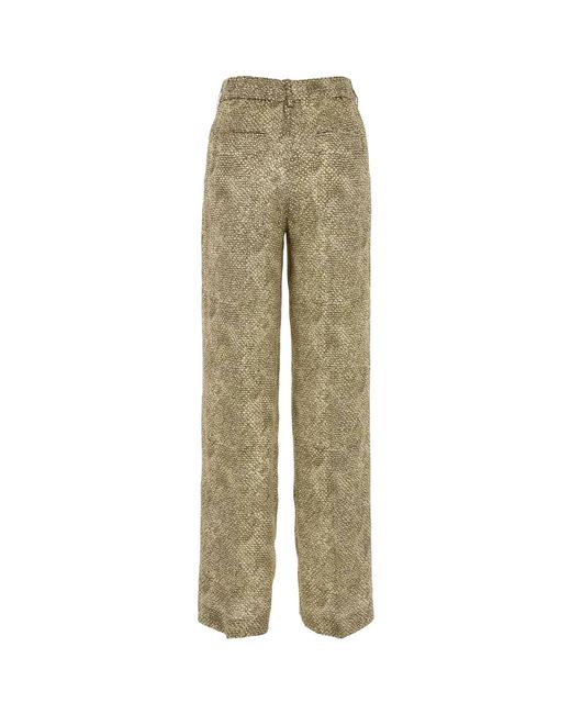 Pt Pantaloni Green Pt Torino Patterned Wide Leg Pants