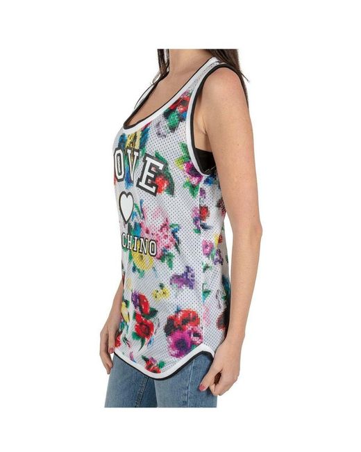 Moschino White Logo Printed Long Vest