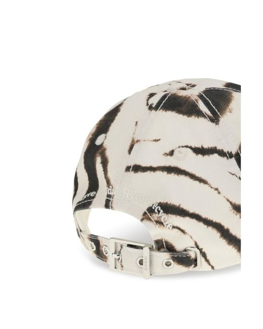 Ganni White Zebra Logo Baseball Hat