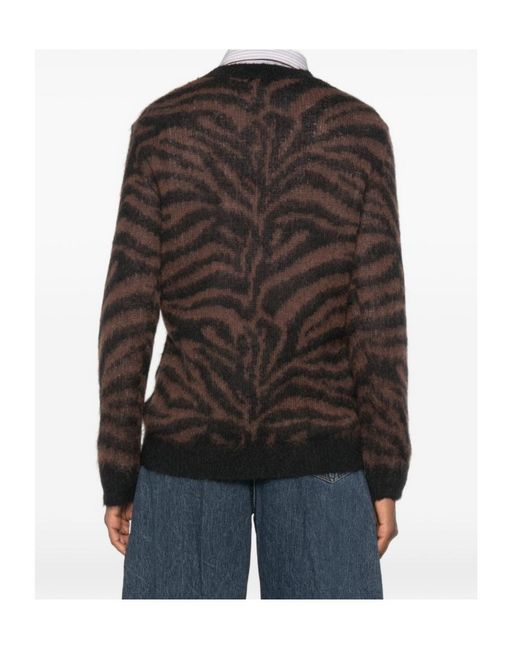 P.A.R.O.S.H. Black Zebra-Pattern Crew-Neck Sweater