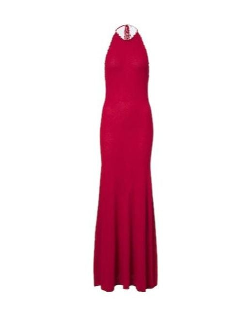 Christopher Esber Red Beach Quarth Embellished Cotton-Blend Gown
