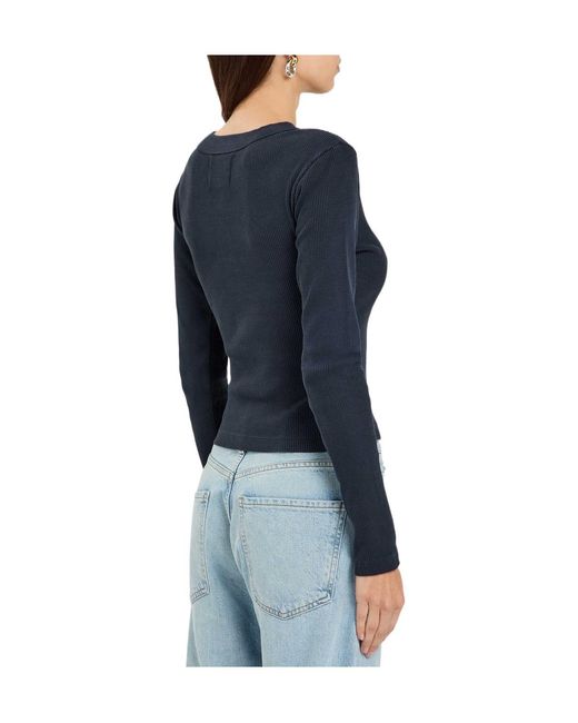Citizens of Humanity Blue Solid-Color Basic Top
