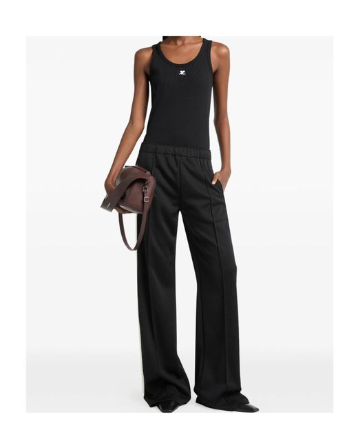 Courreges Black Bicolor Side-Stripe Track Pants