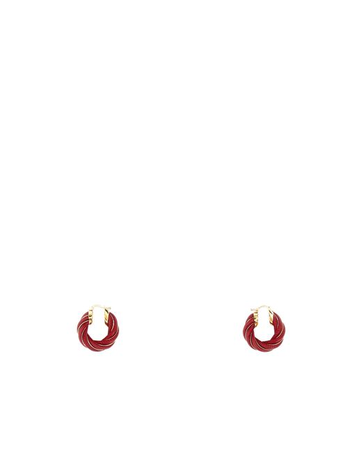 Bottega Veneta White Twist Hoop Earrings