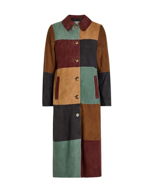 Rixo Multicolor Patchwork Suede Coat