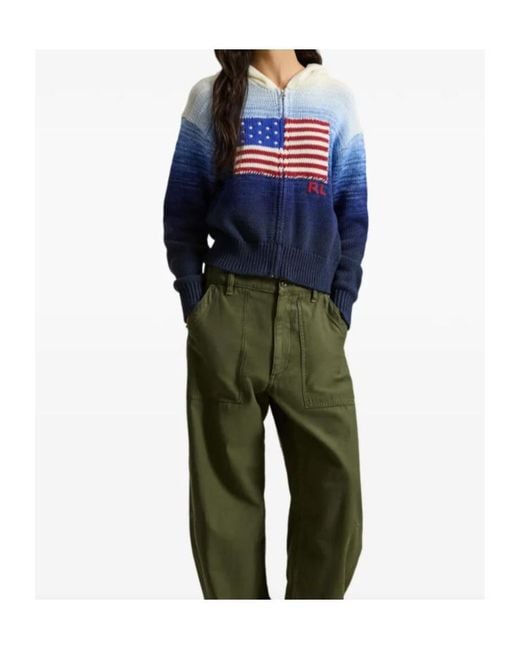 Polo Ralph Lauren Blue Flag Ombré Zip Knitted Hoodie