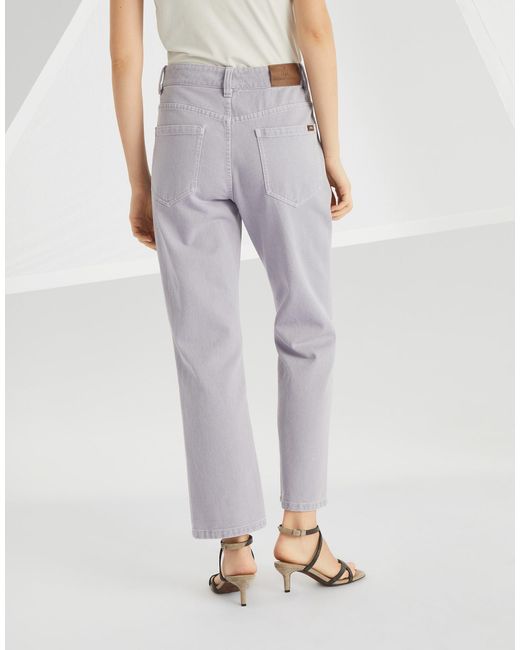 Brunello Cucinelli Gray Logo-Patch Flared Jeans