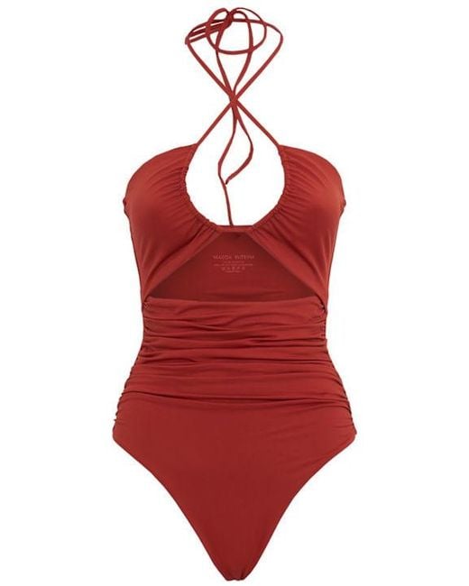 Magda Butrym Red Cut Out One Piece Swimsuit