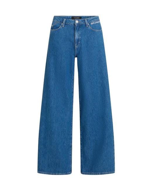 Karl Lagerfeld Blue Ikon Wide-Leg Jeans